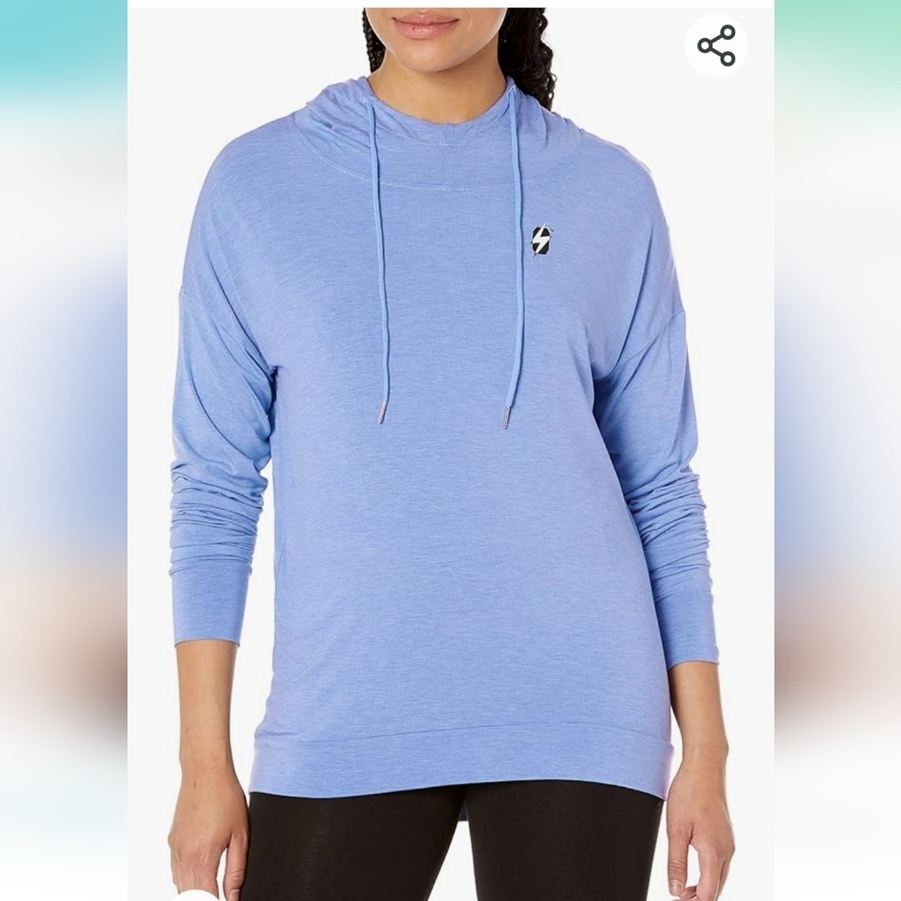 Thunder Ground Athletic Running Workout Hoodie Blue Top